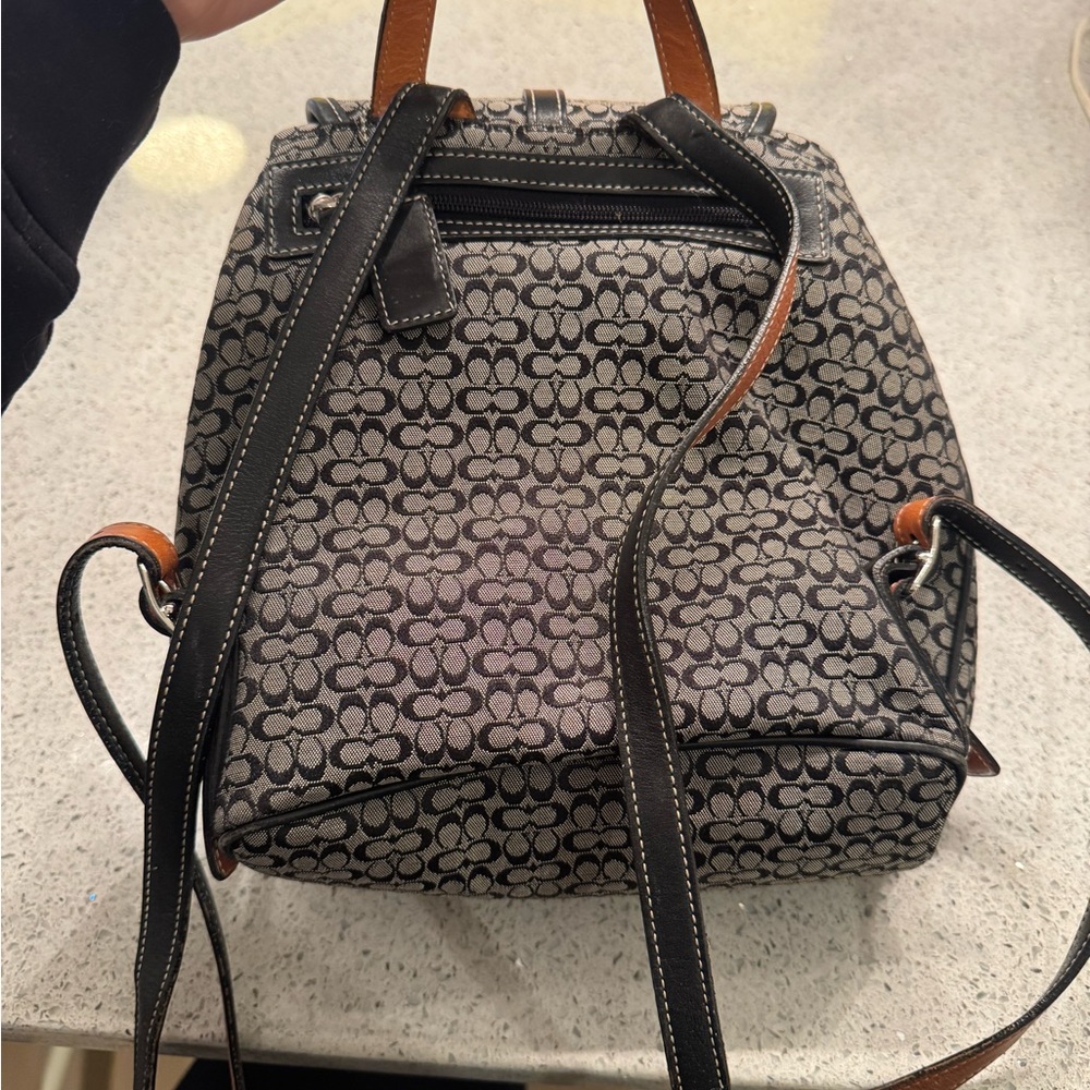 Coach Monogram Black and Tan Backpack - Picture 3 of 6